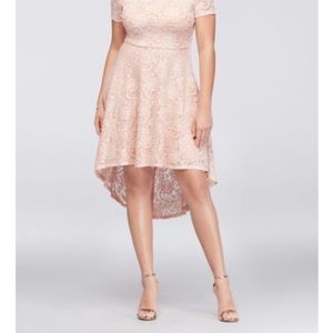 DAVID’S BRIDAL Off Shoulder Lace High-Low Dress